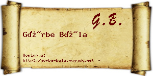 Görbe Béla névjegykártya
